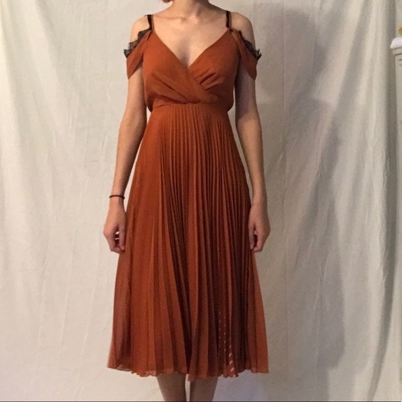 ASOS Dresses & Skirts - ASOS Lace Trim Pleated Midi Skater Dress